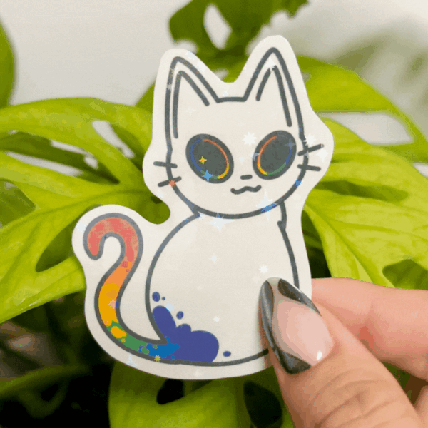Holographic PRIDE Cat Sticker | Pride - Image 2