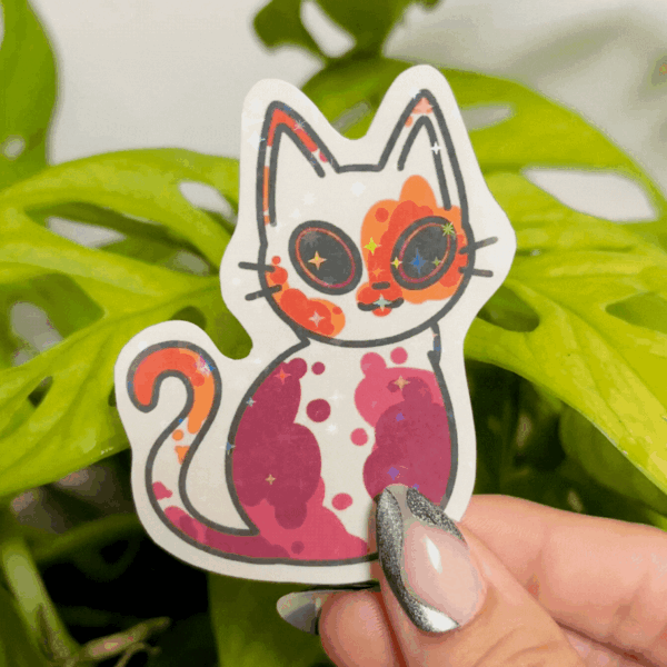 Holographic PRIDE Cat Sticker | Lesbian - Image 2