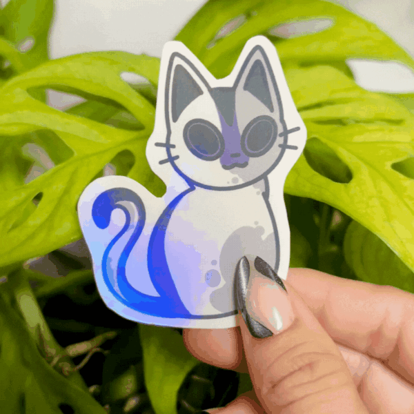 Holographic PRIDE Cat Sticker | Demisexual - Image 2