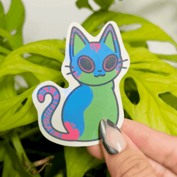 Holographic PRIDE Cat Sticker | Polysexual - Image 2