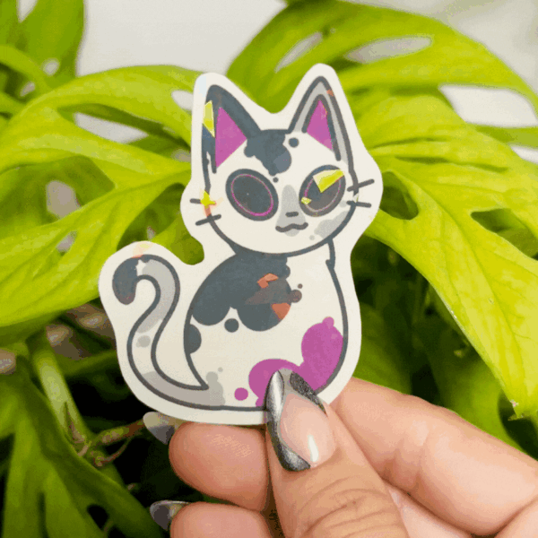 Holographic PRIDE Cat Sticker | Asexual - Image 2