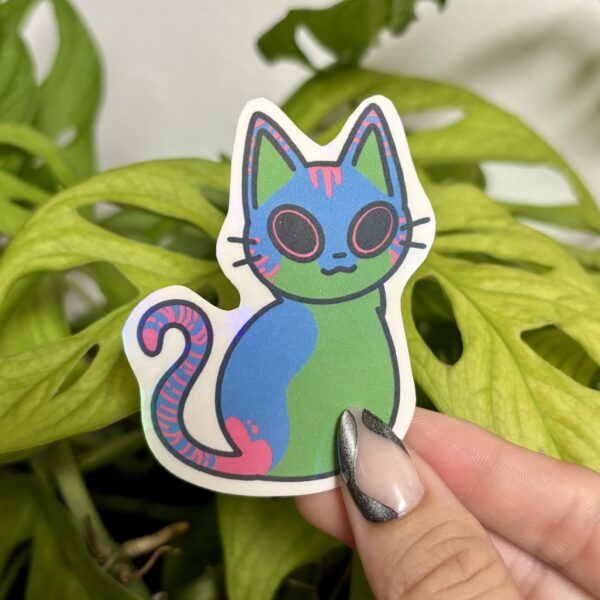 Holographic PRIDE Cat Sticker | Polysexual
